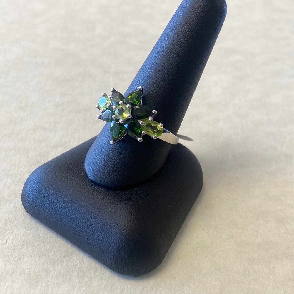 Harold Trujillo sterling 925 green peridot & emerald ring size 10.0